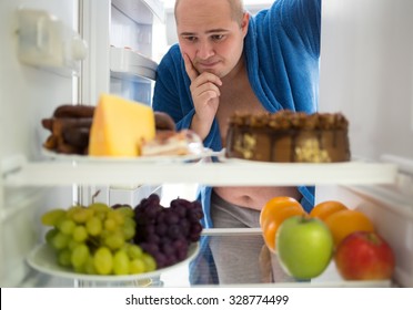 Corpulent man wish hard food rather than healthy food