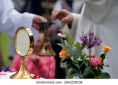 Corpus Christi Or Feast Of The Blessed Sacrament.  Eucharistic Adoration.  France. 