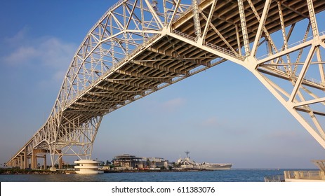 Corpus Christi Harbor Bridge In The Port Of Corpus Christi, Texas