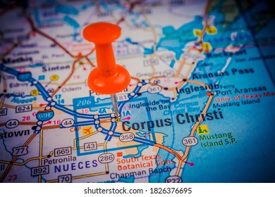 Corpus Christi On USA Travel Map