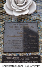 Corpus Christi, Texas, USA - November 17, 2019: Plaque In Memory Of Selena Quintanilla, At The Beach Front