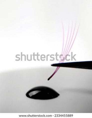 Correct glue dipping application of 2d, 3d, 4d, 5d volume cluster fans artificial lashes. Eyelash Extension Direction Guide. Tips and tricks for application procedure poster on white background