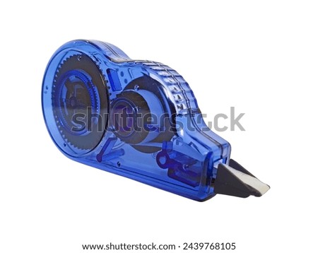 Correction pen isolated on white background with clipping path. Beautiful shape, blue color used to erase mistakes from writing with a pen. 