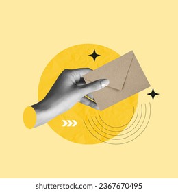 correspondence, feedback, hand with envelope, receiving response, sending response, sending summons, old mail, mail envelope, sending envelope by mail, giving check 