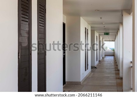 The corridor between the rooms at the luxury resort