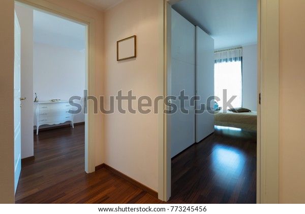 Corridor Dark Parquet Two Bedroom Stock Photo Edit Now