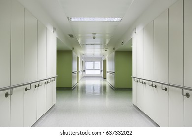 Corridor of a health hospital, detail of health and medicine, hospital complex, doctors and nurses, healing