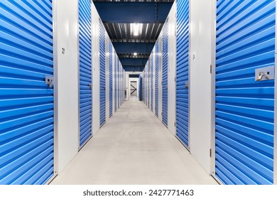 A corridor inside a self storage facility - landscape      
