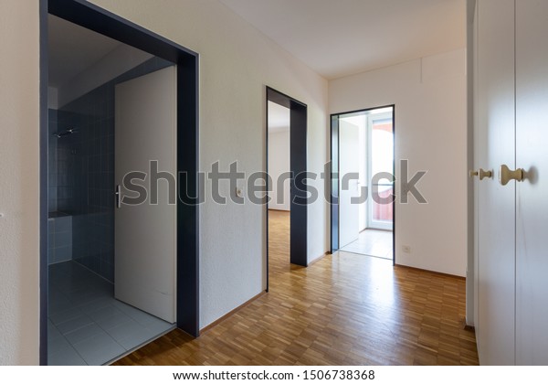 Corridor Large Wardrobe Doors Open Bathroom Stock Photo Edit Now