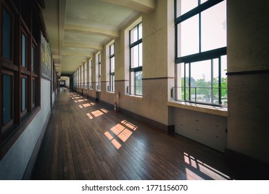 Corridor Of Old School In Japan