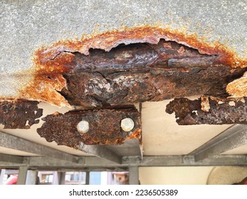 Corrosion of outdoor sheet metal wall cladding - Shutterstock ID 2236505389