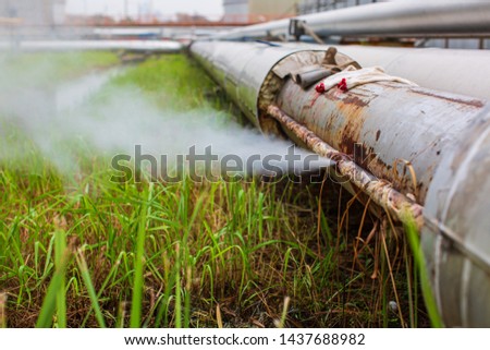 Corrosion rusty through socket tube steam gas leak pipeline at insulation