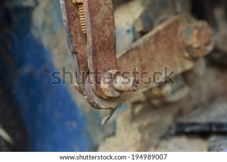 Corrosive rusted bolt with nut.