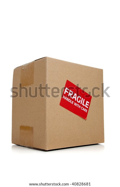 Corrugated Cardboard Moving Box Fragile Sticker Stock Photo 40828681 ...