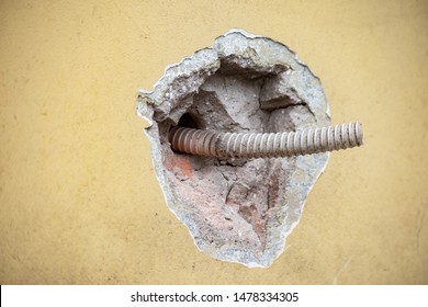 Corrugated Hose Sticking Out Hole Wall Stock Photo 1478334305 ...