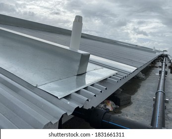 Corrugated Metal Deck Roof System With Galvanised Iron Sheets Installed On A Building