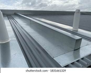 Corrugated Metal Deck Roof System With Galvanised Iron Sheets Installed On A Building