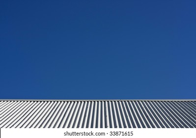 Corrugated Metal Roof against Blue Sky
