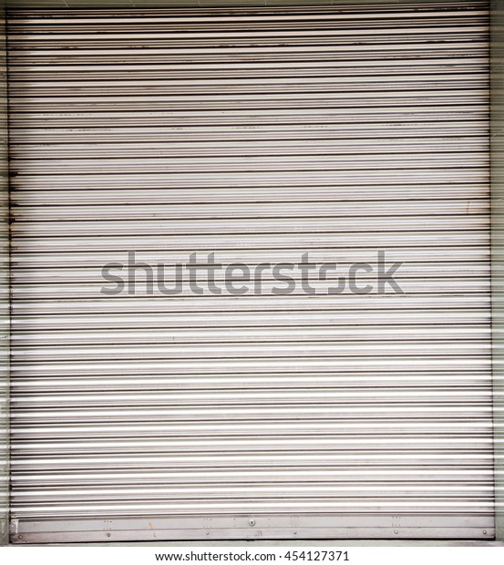 Corrugated Metal Sheetwhite Slide Door Roller Stock Photo