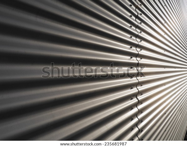 Corrugated Metal Warehouse Facade Abstract Stock Photo 235681987