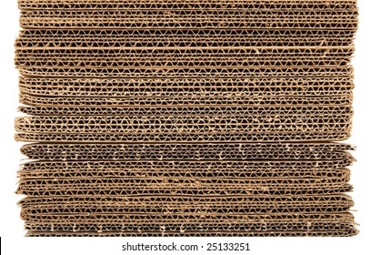 Corrugated Stacked Cardboard Isolated On White Background.