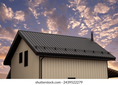 Corrugated Standing Seam Metal Roof On House