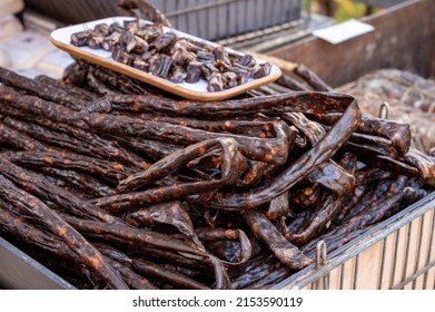 Corsican Food, Dark Dried Sausages Salsiccia Figatellu Made From Free-range Or Wild Pigs On Corsica Island, France