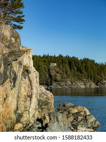 Cortes Island Rocky Shoreline And Cliffs