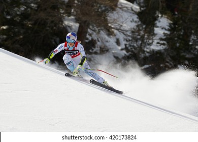 Cortina D ??Ampezzo, Italy 24 January 2016. VONN Lindsey (Usa) Competing In The Audi Fis Alpine Skiing World Cup Women Super G On The Olympia Course In The Dolomite Mountain Range.