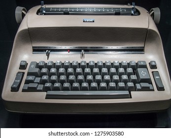 A Coruna - Spain, December 30, 2018 - IBM Vintage Typewriter Machine