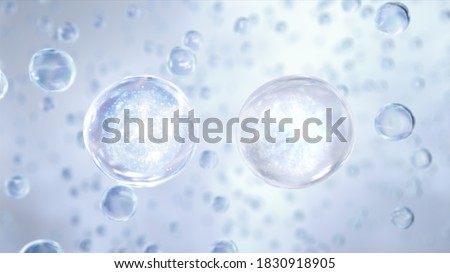 cosmetic 3d bubble design on background Abstract science background with bubbles on water. cosmetic bubble design magic