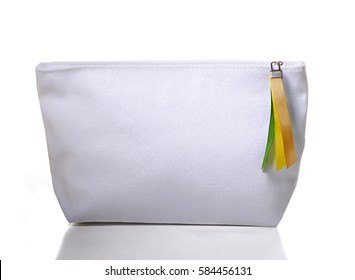 Cosmetic bag on a white