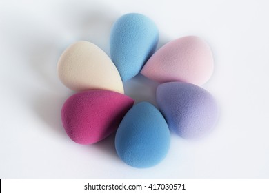 Cosmetic beauty blenders isolated on a white background
