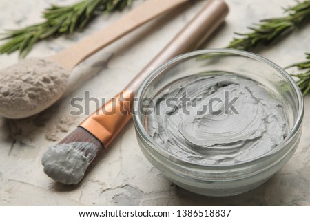 Cosmetic clay. clay facial mask on a light background. different types of clay. natural cosmetics for cosmetic procedures. Beauty concept.