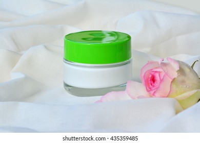 Cosmetic cream relaxing skin moisturizer nourishment in glass jar.