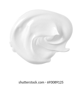 Cosmetic Cream Or Yogurt On White Background