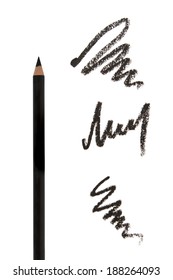Cosmetic eyeliners with strokes on white background
