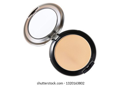 Cosmetic Face Powder, Compact Powder Isolated On White Background, With Clipping Path