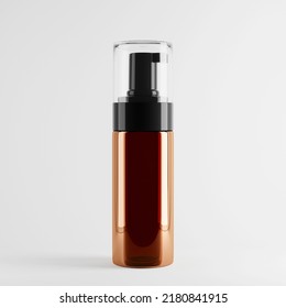 Cosmetic Foam Dispenser Pump Bottle Mockup On A Light Background.