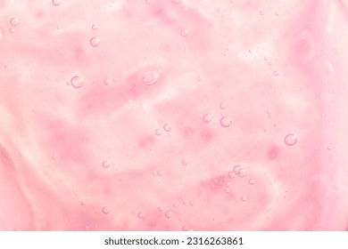 Cosmetic gel, serum transparent sample. Liquid cream with bubble texture. Gel texture of a cosmetic product. Clear liquid lotion for skin care. - Shutterstock ID 2316263861