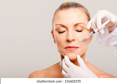 Cosmetic Injection To Mature Woman Face