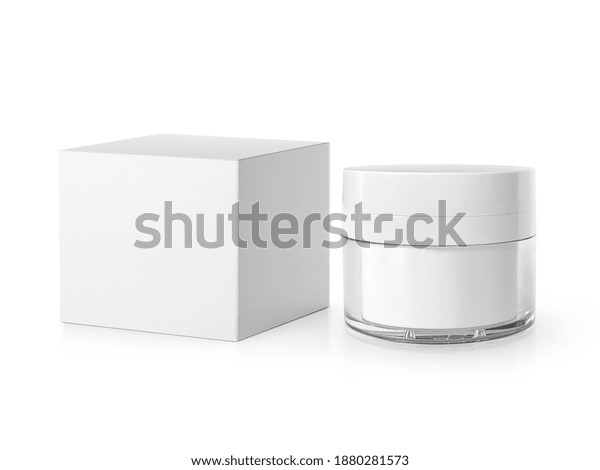 Cosmetic Jar Packaging Box Mockup Isolated Stock Photo 1880281573 ...