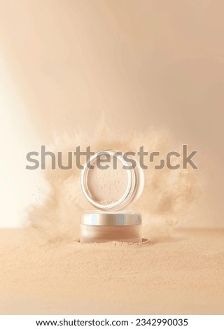 Cosmetic makeup, makeup setting, loose powder, open cover, powder splashing Stockfoto © 