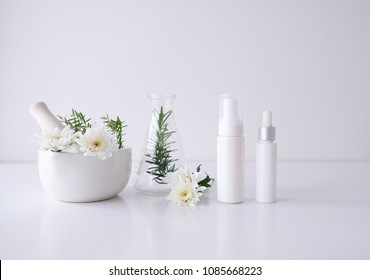 Cosmetic Nature Skincare And Essential Oil Aromatherapy .organic Natural Science Beauty Product .herbal Alternative Medicine . Mock Up.