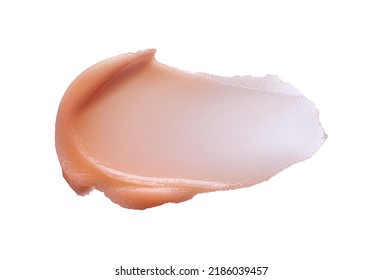 Cosmetic Orange Lip Balm, Cosmetic Mask Hair Oil Butter Swatch On White Background