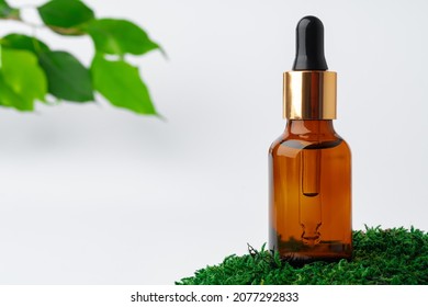 Cosmetics in a bottle, essential oil on moss - Shutterstock ID 2077292833