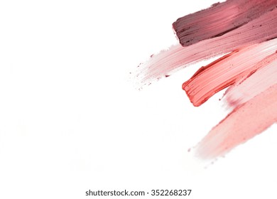 Cosmetics, Makeup And Beauty Concept - Close Up Of Lipstick Smear Sample