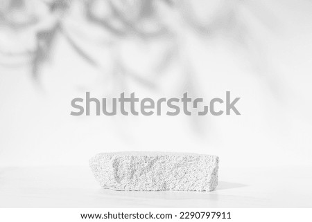 Cosmetics product presentation podium scene made with porous stone on white background. Studio photography.