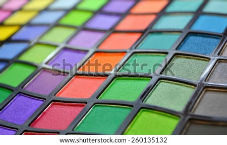Cosmetics set of different colorful eyeshadow