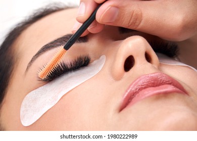 Cosmetologist making eyelash extention and correction using brush - Shutterstock ID 1980222989